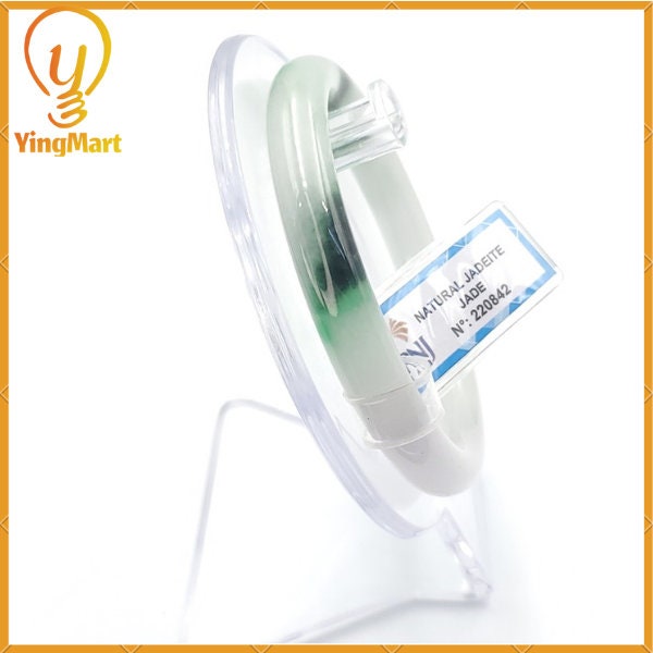 YingCollection 55mm PNJ220842  Certified Natural Color Green With Black Brown Spot Jadeite Jade Bangle Bracelet, Real Gemstone, Jewelry