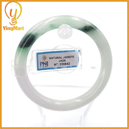 YingCollection 55mm PNJ220842  Certified Natural Color Green With Black Brown Spot Jadeite Jade Bangle Bracelet, Real Gemstone, Jewelry