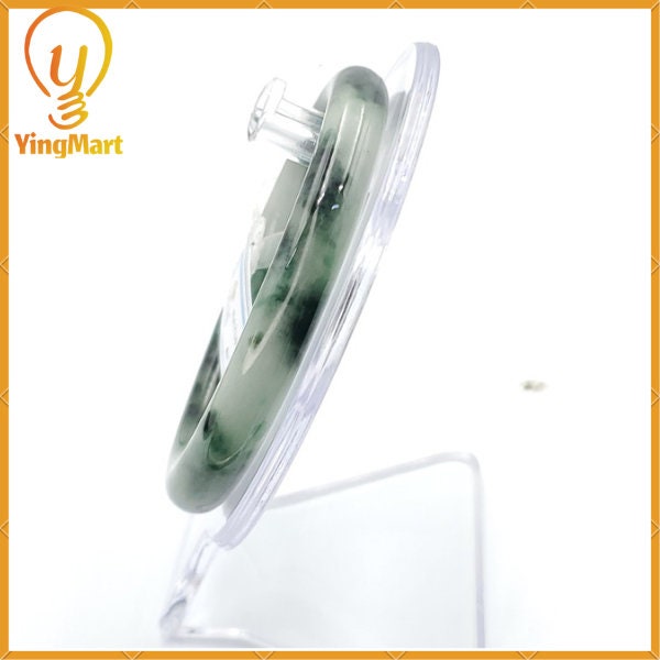YingCollection 55mm PNJ220843  Certified Natural Color Green With Black Brown Spot Jadeite Jade Bangle Bracelet, Real Gemstone, Jewelry