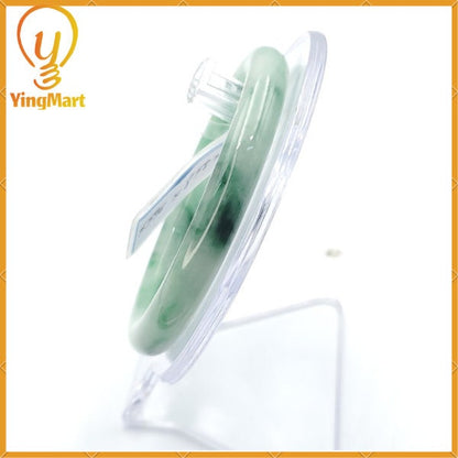 YingCollection 55mm PNJ220857 Certified Natural Color Green With Black Brown Spot Jadeite Jade Bangle Bracelet, Real Gemstone, Jewelry