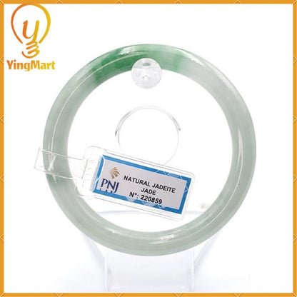 YingCollection 59mm PNJ220859 Certified Natural Color Green With Black Brown Spot Jadeite Jade Bangle Bracelet, Real Gemstone, Jewelry