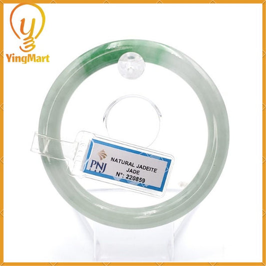 YingCollection 59mm PNJ220859 Certified Natural Color Green With Black Brown Spot Jadeite Jade Bangle Bracelet, Real Gemstone, Jewelry