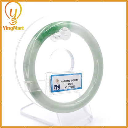 YingCollection 59mm PNJ220859 Certified Natural Color Green With Black Brown Spot Jadeite Jade Bangle Bracelet, Real Gemstone, Jewelry