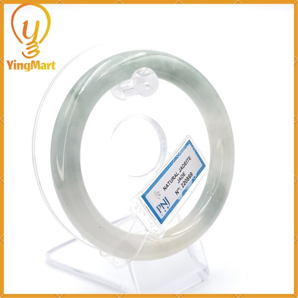 YingCollection 58mm PNJ220869 Certified Natural Color Green With Black Brown Spot Jadeite Jade Bangle Bracelet, Real Gemstone, Jewelry