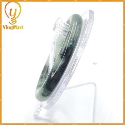 YingCollection 55mm PNJ220872 Certified Natural Color Green With Black Brown Spot Jadeite Jade Bangle Bracelet, Real Gemstone, Jewelry