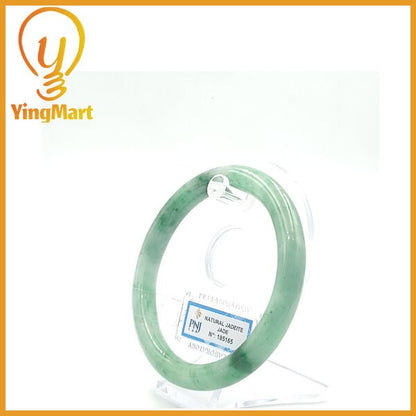 YingCollection 69mm PNJ 185165 Certified Natural Color Green With Black Brown Spot Jadeite Jade Bangle Bracelet, Real Gemstone, Jewelry