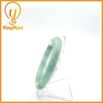 YingCollection 69mm PNJ 185165 Certified Natural Color Green With Black Brown Spot Jadeite Jade Bangle Bracelet, Real Gemstone, Jewelry