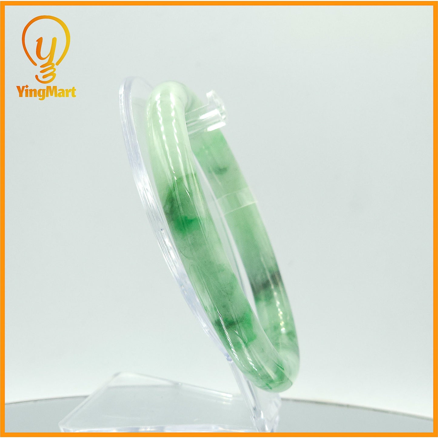 YingCollection 69mm SJC 57635 Certified Natural Color Green With Black Brown Spot Jadeite Jade Bangle Bracelet, Real Gemstone, Jewelry