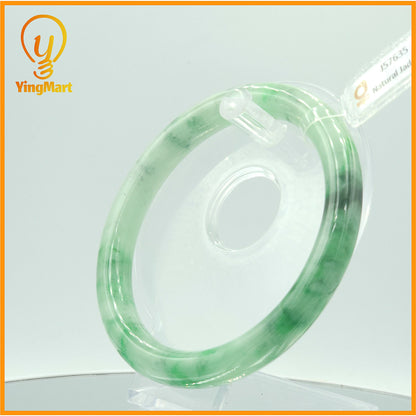 YingCollection 69mm SJC 57635 Certified Natural Color Green With Black Brown Spot Jadeite Jade Bangle Bracelet, Real Gemstone, Jewelry