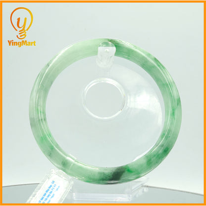 YingCollection 69mm SJC 57635 Certified Natural Color Green With Black Brown Spot Jadeite Jade Bangle Bracelet, Real Gemstone, Jewelry