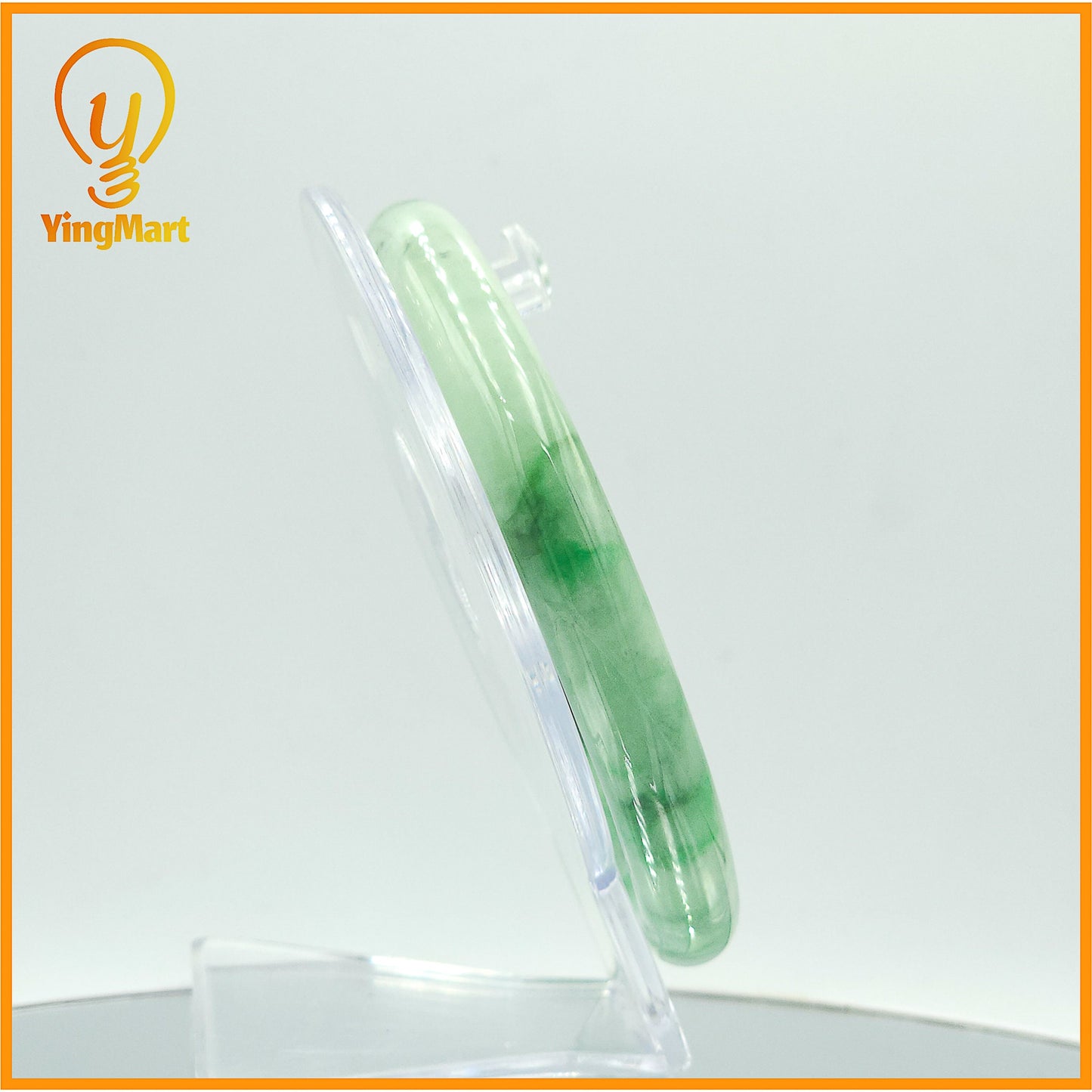 YingCollection 69mm SJC 57635 Certified Natural Color Green With Black Brown Spot Jadeite Jade Bangle Bracelet, Real Gemstone, Jewelry