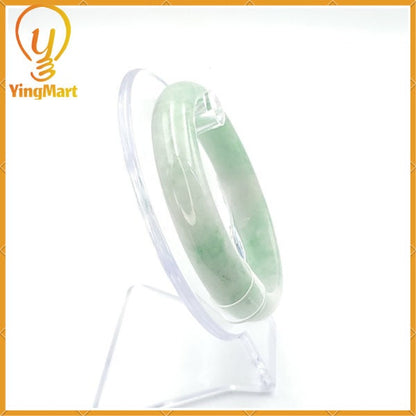 YingCollection 58mm PNJ220829 Certified Natural Color Green With Black Brown Spot Jadeite Jade Bangle Bracelet, Real Gemstone, Jewelry