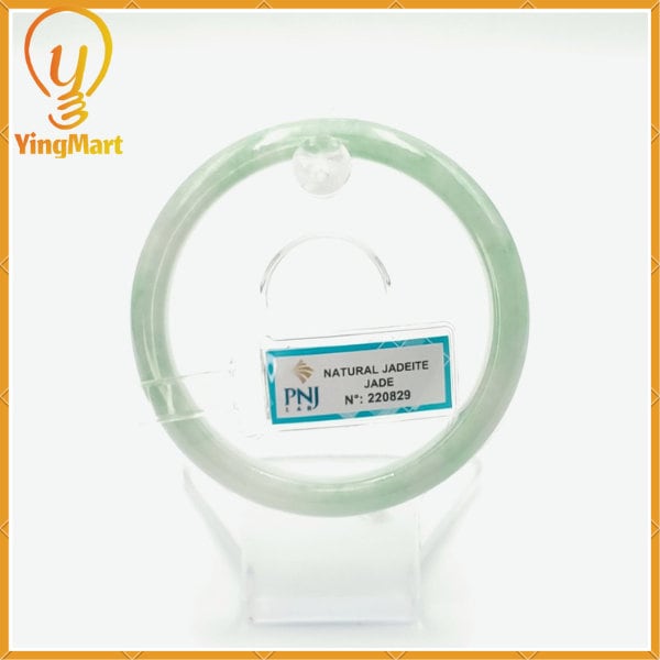 YingCollection 58mm PNJ220829 Certified Natural Color Green With Black Brown Spot Jadeite Jade Bangle Bracelet, Real Gemstone, Jewelry