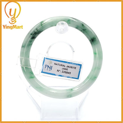YingCollection 56mm PNJ220845 Certified Natural Color Green With Black Brown Spot Jadeite Jade Bangle Bracelet, Real Gemstone, Jewelry