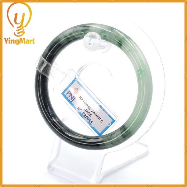 YingCollection 56mm PNJ220861 Certified Natural Color Green With Black Brown Spot Jadeite Jade Bangle Bracelet, Real Gemstone, Jewelry