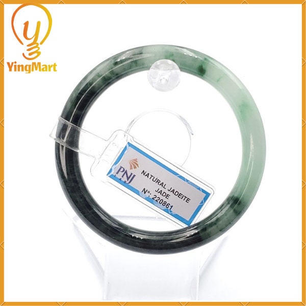 YingCollection 56mm PNJ220861 Certified Natural Color Green With Black Brown Spot Jadeite Jade Bangle Bracelet, Real Gemstone, Jewelry