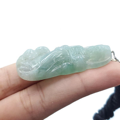 Yingmart  Light Green Guan-yin Buddha Burmese Myanmar Genuine Jadeite Jade Grade A Hand Craving Semi-Translucent Pedant with S925 Hook