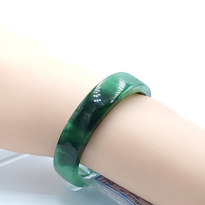 Natural Color Jadeite Jade Bangle 49mm PNJ217387 | Green Black Brown Spot Jade Bracelet for Men,Women,Grandma, Mothers day gift