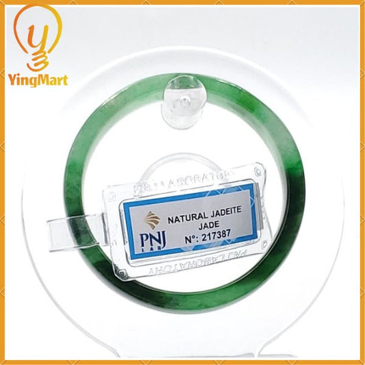 Natural Color Jadeite Jade Bangle 49mm PNJ217387 | Green Black Brown Spot Jade Bracelet for Men,Women,Grandma, Mothers day gift