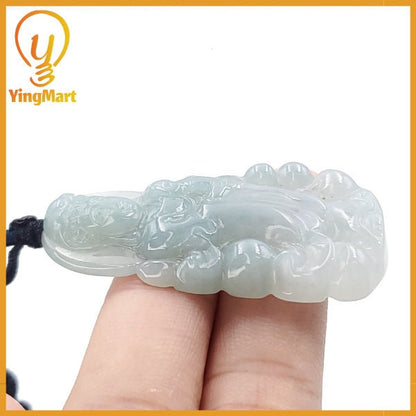 Yingmart Light Blue Guan-yin Buhda Burmese Myanmar Genuine Jadeite Jade Grade A Hand Craving Semi-Translucent Pedant