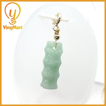 Yingmart Light Green Bamboo Burmese Myanmar Genuine Jadeite Jade Grade A Hand Craving Semi-Translucent Pedant