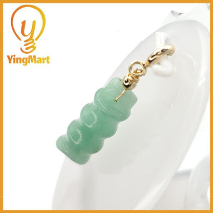 Yingmart Light Green Bamboo Burmese Myanmar Genuine Jadeite Jade Grade A Hand Craving Semi-Translucent Pedant