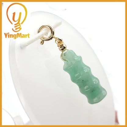 Yingmart Light Green Bamboo Burmese Myanmar Genuine Jadeite Jade Grade A Hand Craving Semi-Translucent Pedant