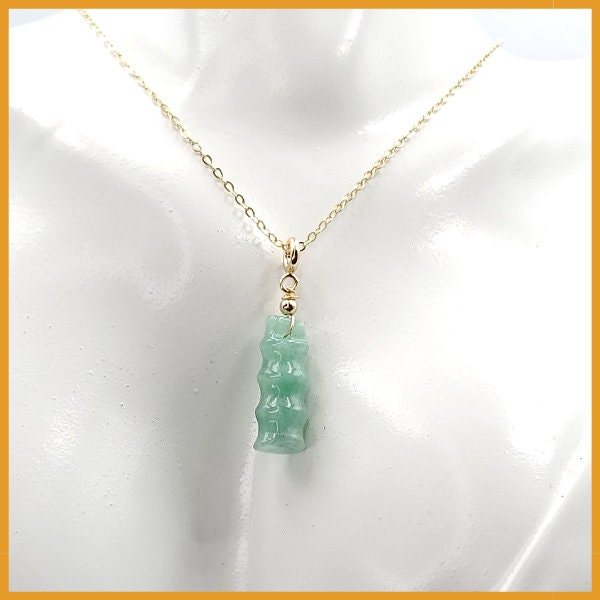 Yingmart Light Green Bamboo Burmese Myanmar Genuine Jadeite Jade Grade A Hand Craving Semi-Translucent Pedant