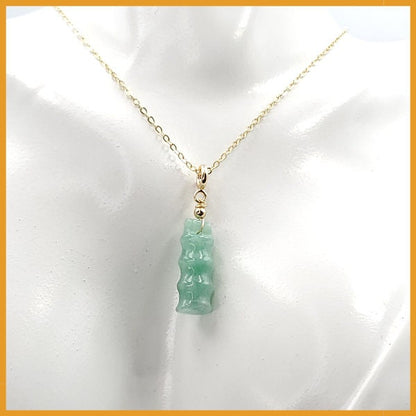 Yingmart Light Green Bamboo Burmese Myanmar Genuine Jadeite Jade Grade A Hand Craving Semi-Translucent Pedant