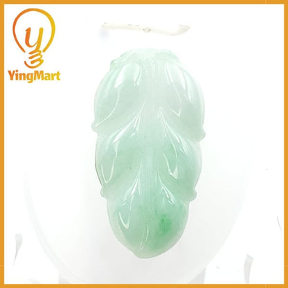 Yingmart Light Apple Green Leaf Burmese Myanmar Genuine Jadeite Jade Grade A Type A Hand-Craving Pedant