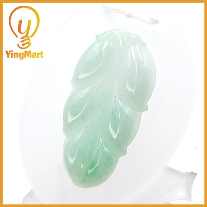 Yingmart Light Apple Green Leaf Burmese Myanmar Genuine Jadeite Jade Grade A Type A Hand-Craving Pedant