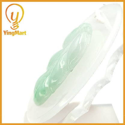 Yingmart Light Apple Green Leaf Burmese Myanmar Genuine Jadeite Jade Grade A Type A Hand-Craving Pedant