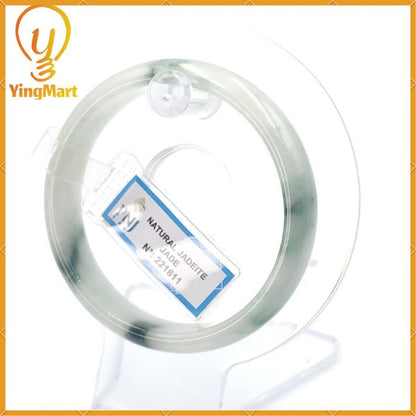 YingCollection 55mm PNJ221611 Certified Natural Color Green With Black Brown Spot Jadeite Jade Bangle Bracelet, Real Gemstone, Jewelry