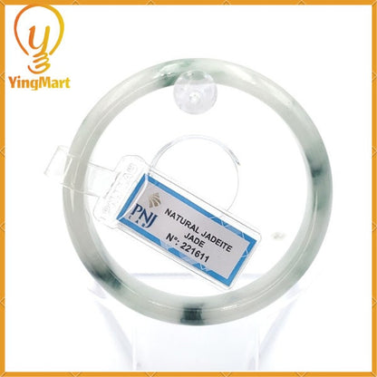 YingCollection 55mm PNJ221611 Certified Natural Color Green With Black Brown Spot Jadeite Jade Bangle Bracelet, Real Gemstone, Jewelry