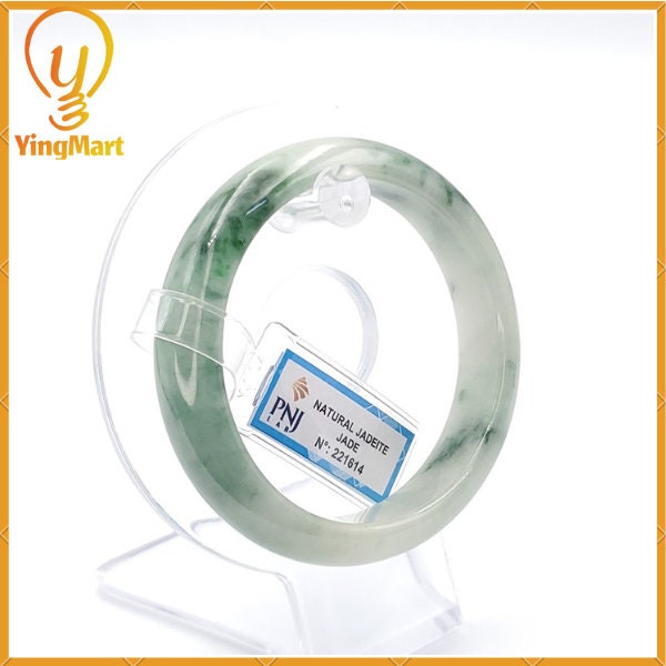 Jade Bangle 56mm PNJ221614 Certified | Yingmart Natural Color Green White to Green, Grey White, Brown, and Black Grey for Men, Grandmother