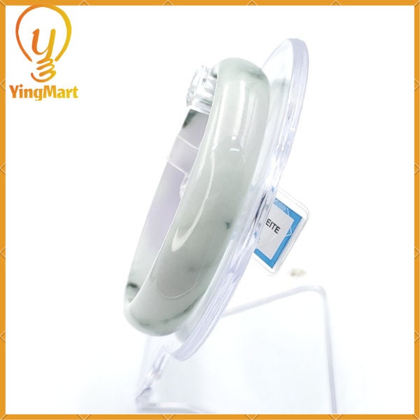 YingCollection 58mm PNJ221616 Certified Natural Color Green With Black Brown Spot Jadeite Jade Bangle Bracelet, Real Gemstone, Jewelry