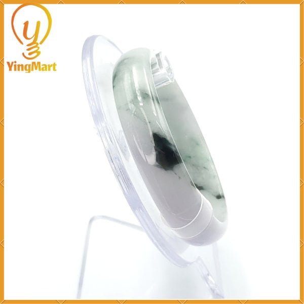 YingCollection 58mm PNJ221616 Certified Natural Color Green With Black Brown Spot Jadeite Jade Bangle Bracelet, Real Gemstone, Jewelry