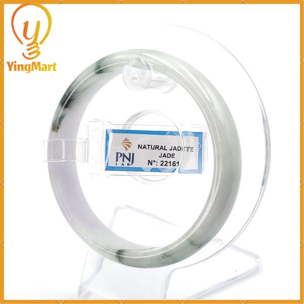 YingCollection 58mm PNJ221616 Certified Natural Color Green With Black Brown Spot Jadeite Jade Bangle Bracelet, Real Gemstone, Jewelry