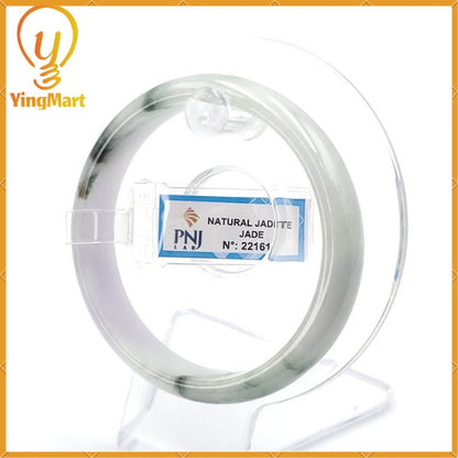 YingCollection 58mm PNJ221616 Certified Natural Color Green With Black Brown Spot Jadeite Jade Bangle Bracelet, Real Gemstone, Jewelry