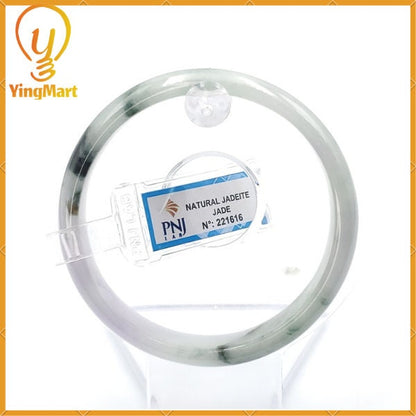 YingCollection 58mm PNJ221616 Certified Natural Color Green With Black Brown Spot Jadeite Jade Bangle Bracelet, Real Gemstone, Jewelry