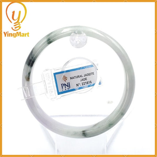 YingCollection 58mm PNJ221616 Certified Natural Color Green With Black Brown Spot Jadeite Jade Bangle Bracelet, Real Gemstone, Jewelry