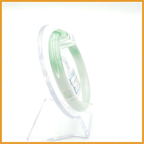 YingCollection 56mm PNJ222540 Certified Natural Color Green With Black Brown Spot Jadeite Jade Bangle Bracelet, Real Gemstone, Jewelry