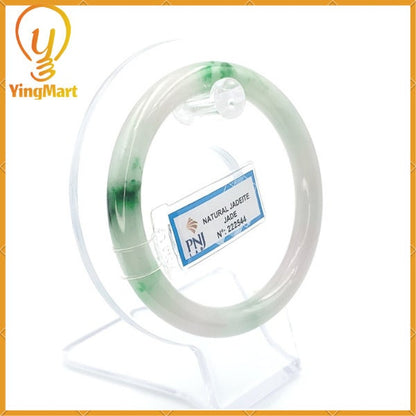 YingCollection 56mm PNJ222544 Certified Natural Color Green With Black Brown Spot Jadeite Jade Bangle Bracelet, Real Gemstone, Jewelry