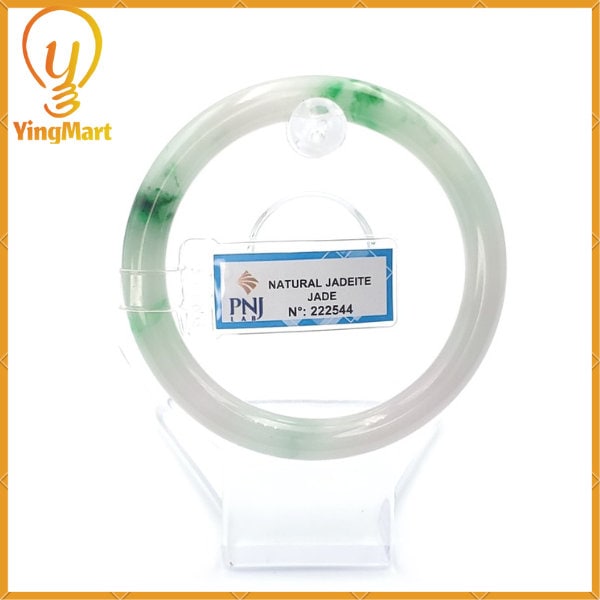 YingCollection 56mm PNJ222544 Certified Natural Color Green With Black Brown Spot Jadeite Jade Bangle Bracelet, Real Gemstone, Jewelry