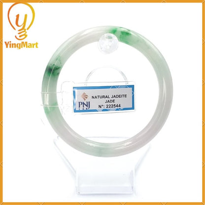 YingCollection 56mm PNJ222544 Certified Natural Color Green With Black Brown Spot Jadeite Jade Bangle Bracelet, Real Gemstone, Jewelry