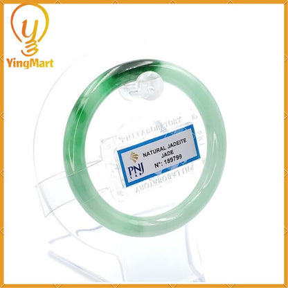 Yingmart Green Jadeite Bangle Certified 51mm PNJ189799 | Natural Color Black Brown Spot Jade Bracelet for Men, Women, Grandma, Sister