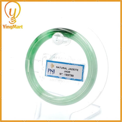 Yingmart Green Jadeite Bangle Certified 51mm PNJ189799 | Natural Color Black Brown Spot Jade Bracelet for Men, Women, Grandma, Sister