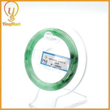 Jade Jadeite Bangle 51mm PNJ168883 | Yingmart Natural Color Light To Medium Green, Black Spots Jade Bracelet for Men, Mother, Grandma,Sister