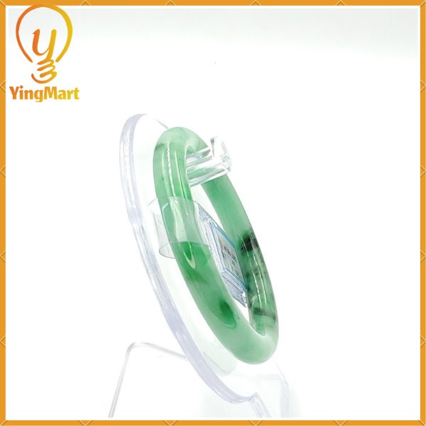 Jade Jadeite Bangle 51mm PNJ168883 | Yingmart Natural Color Light To Medium Green, Black Spots Jade Bracelet for Men, Mother, Grandma,Sister