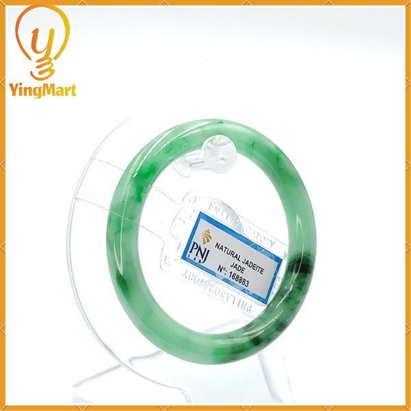 Jade Jadeite Bangle 51mm PNJ168883 | Yingmart Natural Color Light To Medium Green, Black Spots Jade Bracelet for Men, Mother, Grandma,Sister